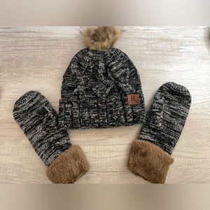 Women Winter Hat Glove Set Winter
